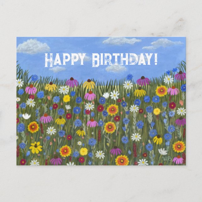 Tarjeta postal de flores silvestres con margaritas (Anverso)