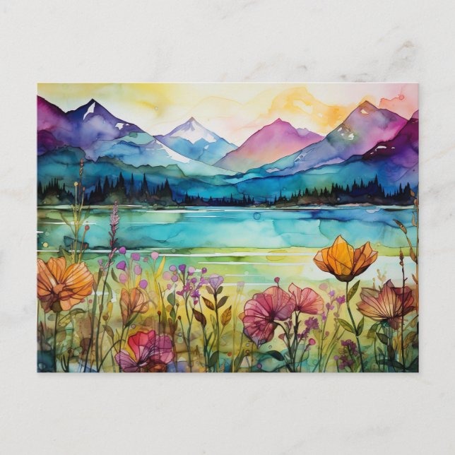 Tarjeta postal de flores silvestres de montaña con (Anverso)