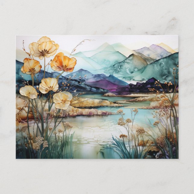 Tarjeta postal de flores silvestres de montaña con (Anverso)