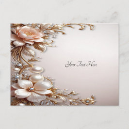 Tarjeta Postal de Flores Suaves Rosadas y Blancas