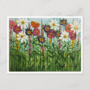 Tarjeta postal de flores Zinnia, Margarita, Aster
