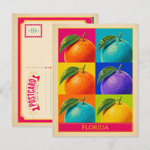 Tarjeta Postal de Florida Naranjas Arte Pop Vintag