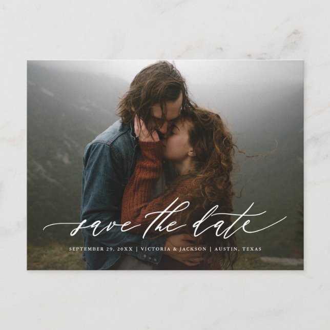 Tarjeta postal de Flowing Save the Date (Anverso)