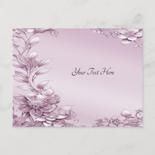 Tarjeta Postal de Follaje Floral Rosa