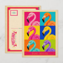 Tarjeta postal de Fort Myers Florida Flamingo Vint