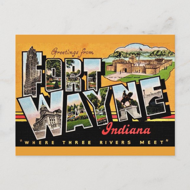 Tarjeta postal de Fort Wayne IN (Anverso)