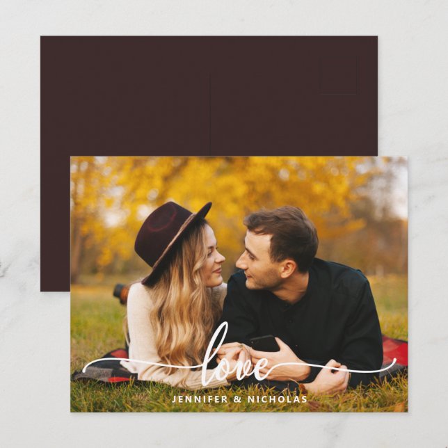 Tarjeta Postal de Foto con Letra de Amor Personali (Anverso / Reverso)