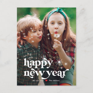 Tarjeta Postal de Foto de Año Nuevo con Vibe Retro