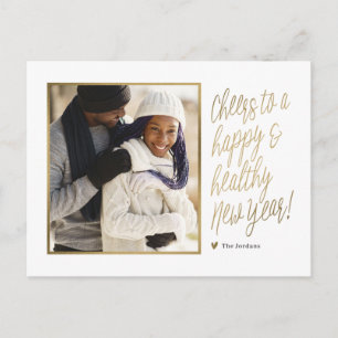 Tarjeta postal de foto de Año Nuevo Feliz y Saluda