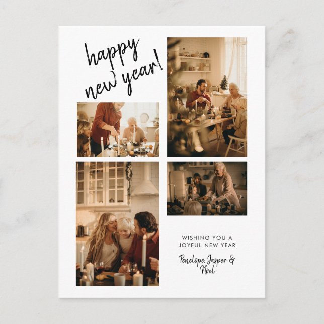 Tarjeta postal de foto de Año Nuevo moderna (Anverso)