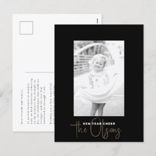 Tarjeta postal de foto de Año Nuevo negro con Moda