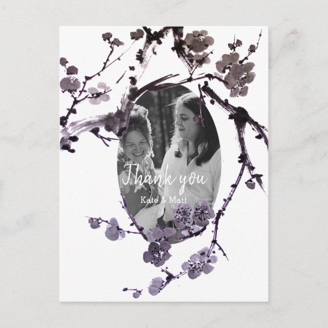 Tarjeta postal de foto de boda de ciruelo sumie (Anverso)