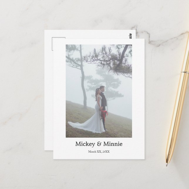 Tarjeta postal de foto de boda personalizada para  (Anverso/Reverso In Situ)