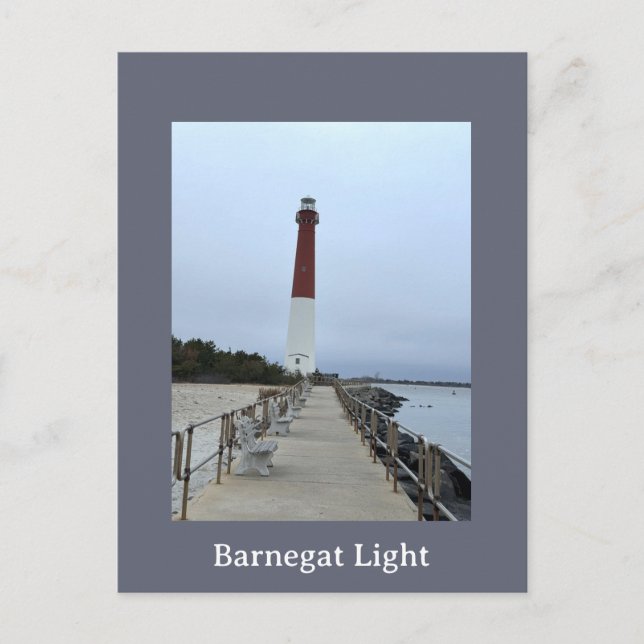 Tarjeta postal de foto de faro de Barnegat Light (Anverso)