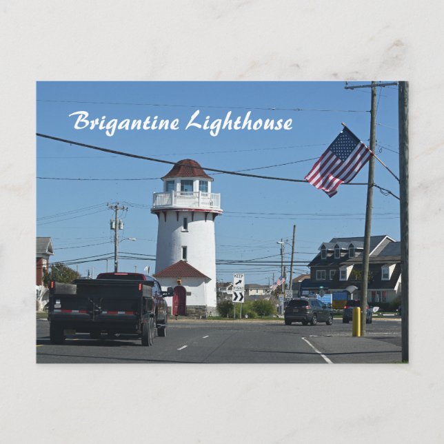 Tarjeta postal de foto de faro de Brigantine (Anverso)