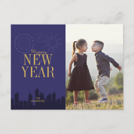 Tarjeta postal de foto de Feliz Año Nuevo con hori