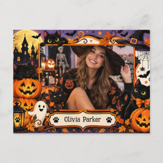 Tarjeta postal de foto de gato de Halloween person