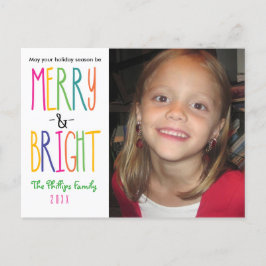 Tarjeta postal de foto de Navidad MERRY & BRIGHT