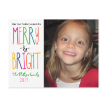 Tarjeta postal de foto de Navidad MERRY & BRIGHT