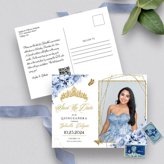 Tarjeta postal de foto de Quinceañera con tiara az (Subido por el creador)