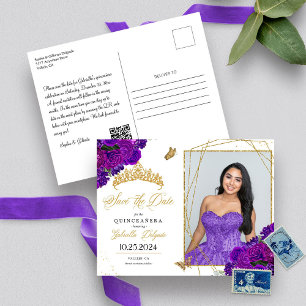 Tarjeta postal de foto de quinceañera con tiara de