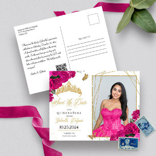 Tarjeta postal de foto de quinceañera con tiara de