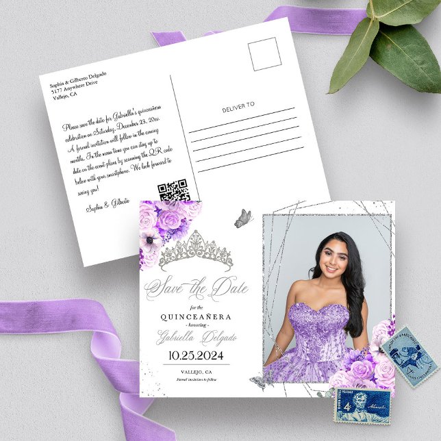 Tarjeta postal de foto de Quinceañera con tiara de (Subido por el creador)