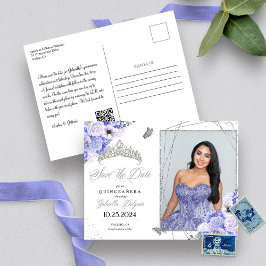 Tarjeta Postal de Foto de Quinceañera Corona de Pl