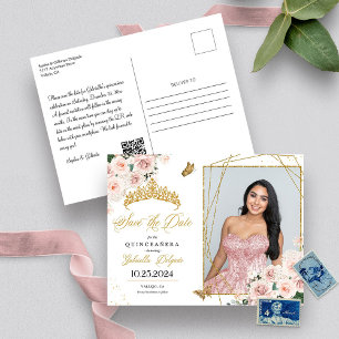 Tarjeta Postal de Foto de Quinceañera de Corona de