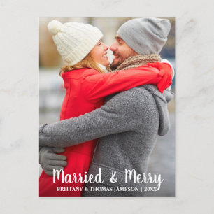 Tarjeta postal de foto de recién casados casados y