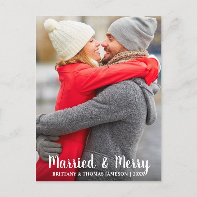 Tarjeta postal de foto de recién casados casados y (Anverso)