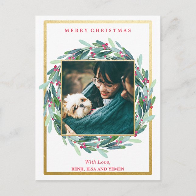 Tarjeta Postal de Foto de Vacaciones de Navidad (Anverso)