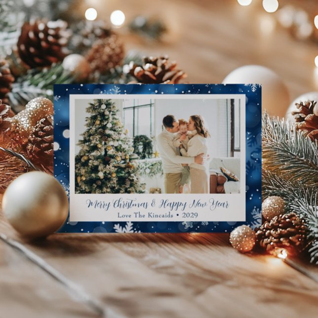 Tarjeta postal de foto familiar de Navidad Copo de (Subido por el creador)