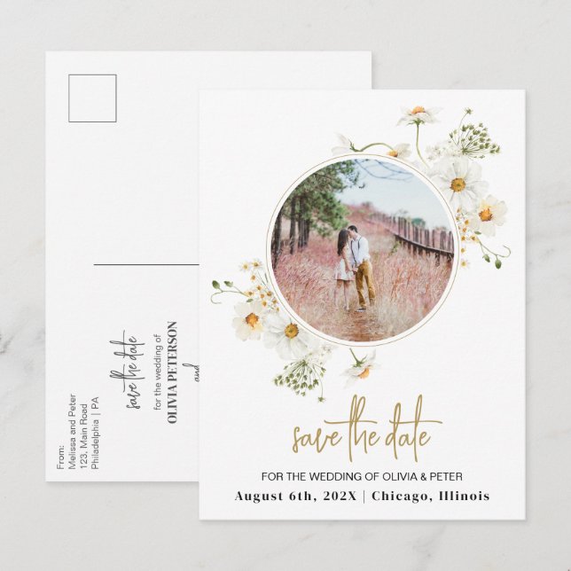 Tarjeta postal de foto para guardar la fecha de fl (Anverso / Reverso)