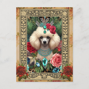 Tarjeta postal de foto personalizable - Caniche bl