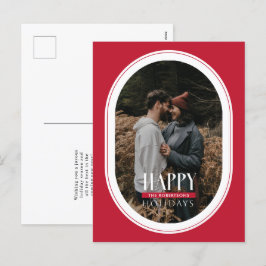 Tarjeta postal de fotografía de marco Oval rojo de