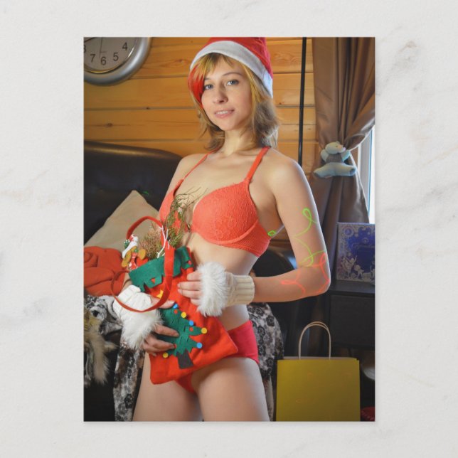 Tarjeta postal de fotografía de Navidad linda (Anverso)