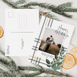 Tarjeta postal de fotografía navideña de follaje e