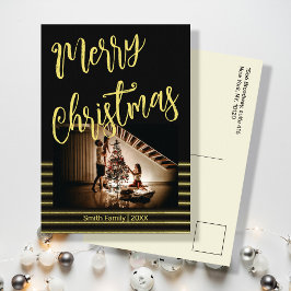 Tarjeta postal de fotos de oro y negro para navida