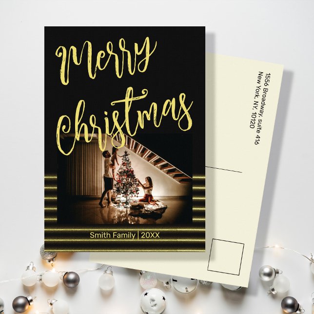 Tarjeta postal de fotos de oro y negro para navida (Subido por el creador)