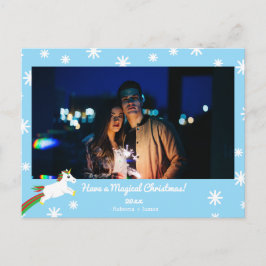 Tarjeta postal de fotos de unicornio de navidades