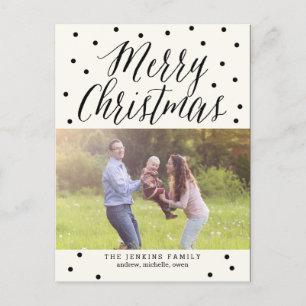 Tarjeta postal de fotos navideñas con puntos clási
