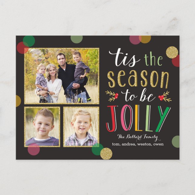 Tarjeta postal de fotos navideñas de temporada de  (Anverso)