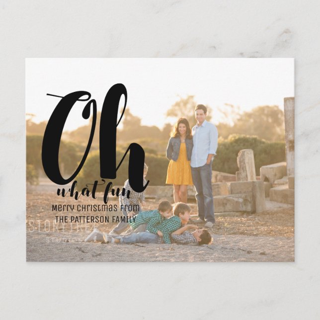 Tarjeta postal de fotos navideñas negras (Anverso)