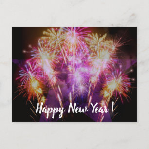 Tarjeta postal de fuegos artificiales de Año Nuevo