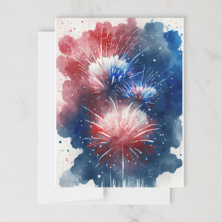Tarjeta Postal de Fuegos Artificiales Rojos, Blanc