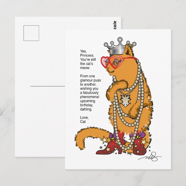 Tarjeta postal de Gatita Glamurosa (Anverso / Reverso)