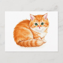 Tarjeta postal de gatito adorable jengibre