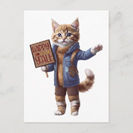 Tarjeta postal de gatito de otoño 'Happy Fall Y'al