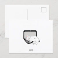 Tarjeta postal de gato blanco durmiendo en portáti
